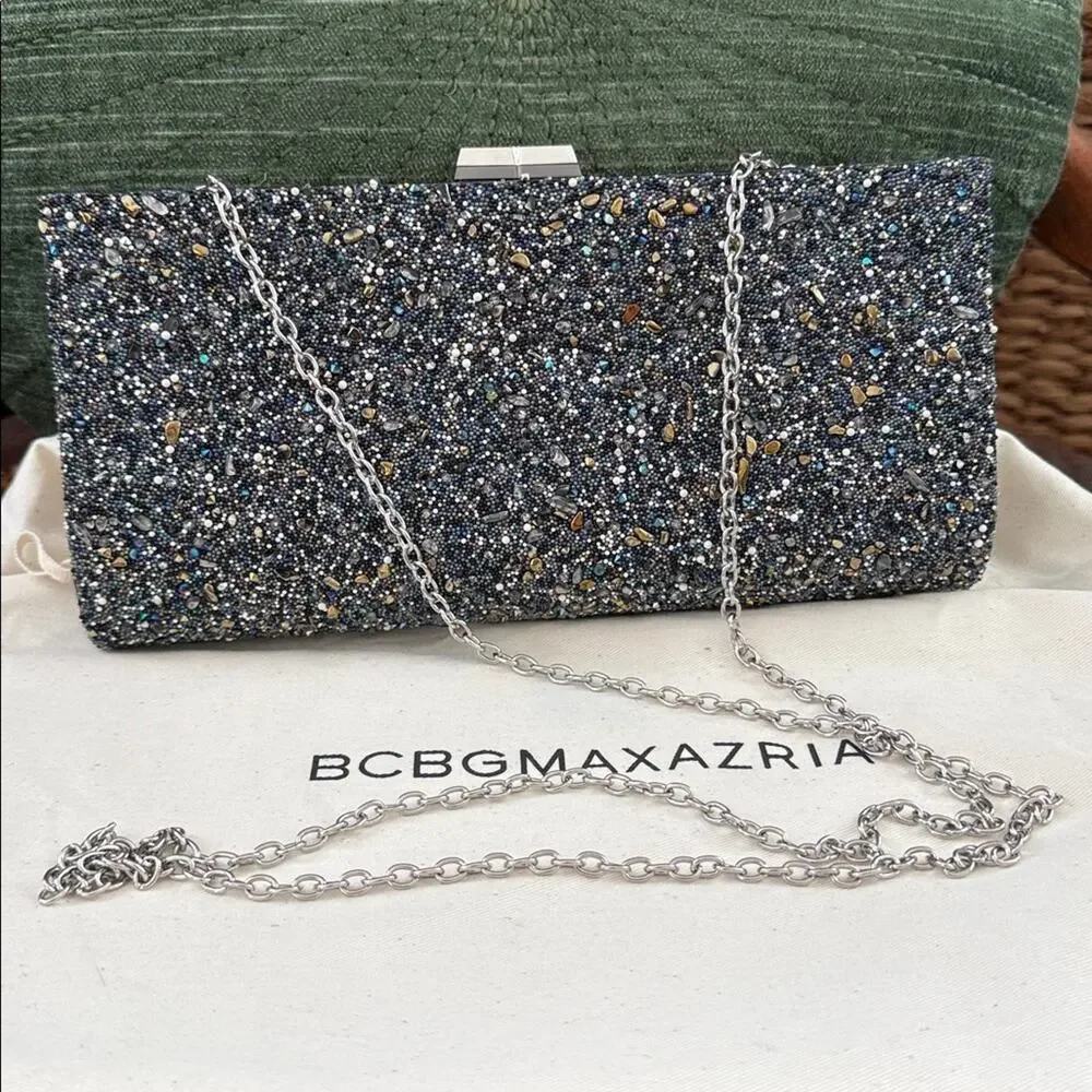 BCBG Max Azria Athena Multicolor Stone Fancy Sparkles Crossbody Clutch Bag Purse